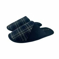 Weavers Men's Check Scuff Slipper Blue & Chalk