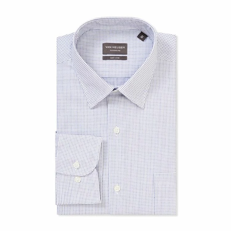 Van Heusen Classic Fit 2 Colour Dobby Long Sleeve Shirt Blue - Image 3