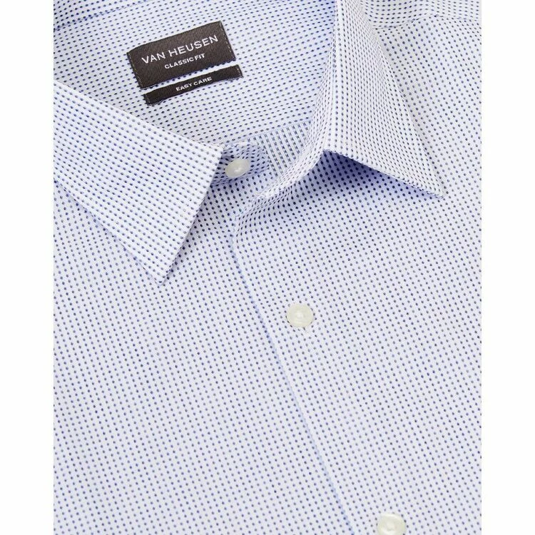 Van Heusen Classic Fit 2 Colour Dobby Long Sleeve Shirt Blue