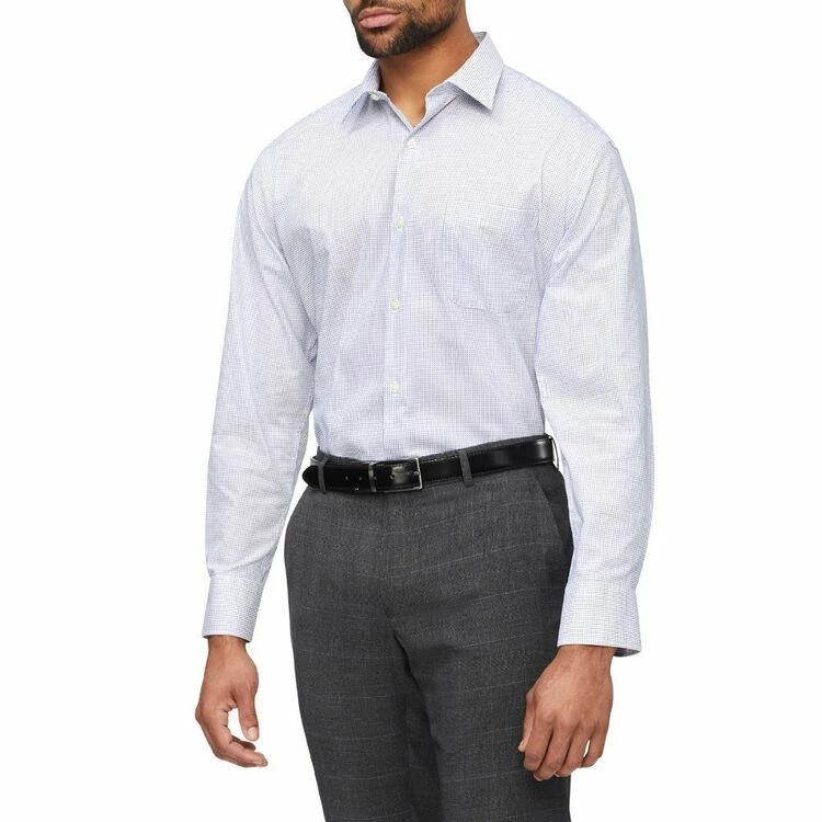 Van Heusen Classic Fit 2 Colour Dobby Long Sleeve Shirt Blue - Image 4