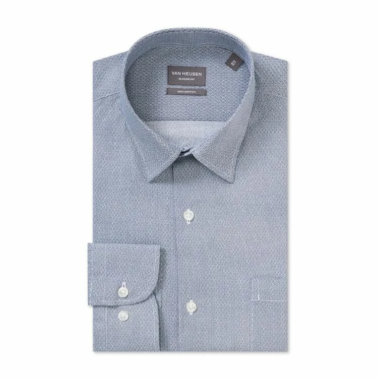 Van Heusen Classic Long Sleeve Shirt Circle Print Blue Blue - Image 3