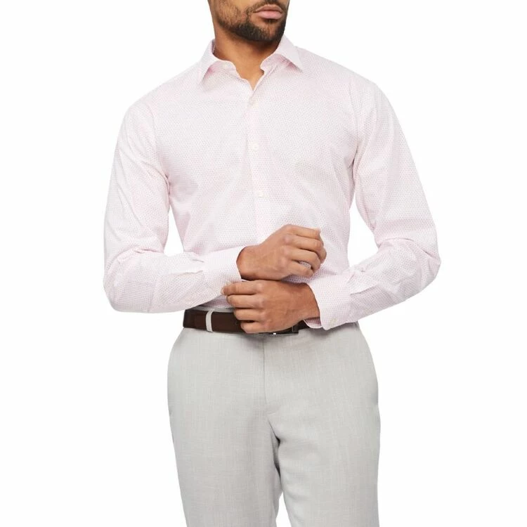 Van Heusen Tailored 1 Colour Cross Print Long Sleeve Shirt Pink Pink - Image 4