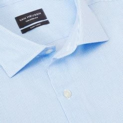 Van Heusen Tailored Long Sleeve Shirt Mini Stripe Blue Blue