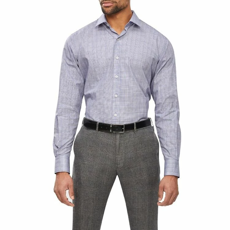 Van Heusen Tailored 3 Colour Dobby Check Long Sleeve Shirt Blue Blue - Image 4