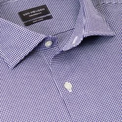 Van Heusen Tailored Long Sleeve Shirt Houndstooth Blue Blue