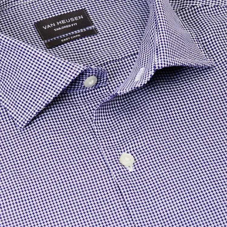 Van Heusen Tailored Long Sleeve Shirt Houndstooth Blue Blue