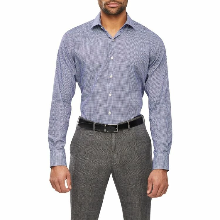 Van Heusen Tailored Long Sleeve Shirt Houndstooth Blue Blue - Image 4