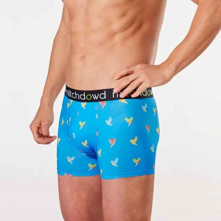 Mitch Dowd Men's Eco Rainbow Parrots Short Leg Trunk Blue - Image 3