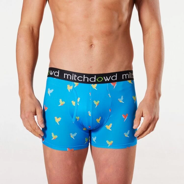 Mitch Dowd Men's Eco Rainbow Parrots Short Leg Trunk Blue - Image 4
