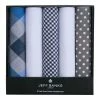 Jeff Banks 5 Pack Pure Cotton Hankerchief Black & Blue Grey