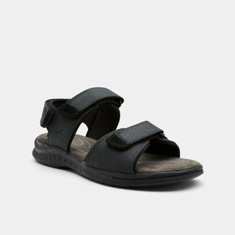 Clarks Collections Clarks Collection Men's Hapsford Creek Velcro Sandal Black Leather - Image 3