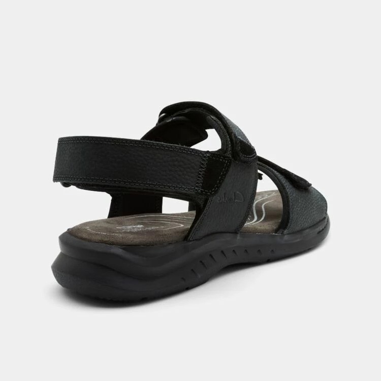 Clarks Collections Clarks Collection Men's Hapsford Creek Velcro Sandal Black Leather - Image 2