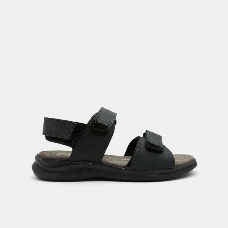 Clarks Collections Clarks Collection Men's Hapsford Creek Velcro Sandal Black Leather - Image 4