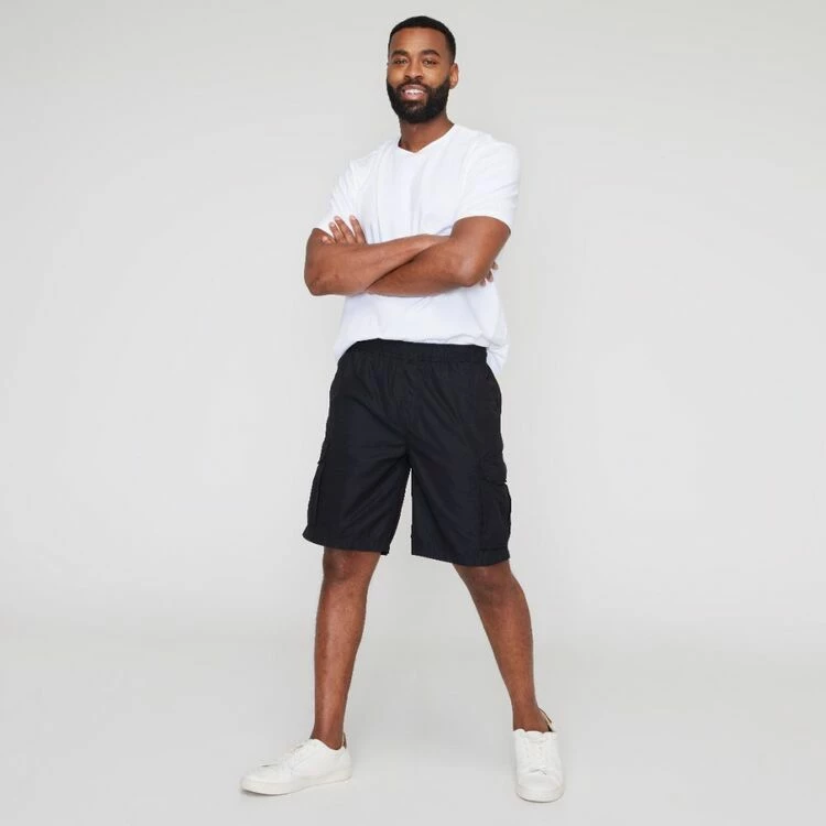 Bronson Casual Tweed Elastic Waist Cargo Short Black - Image 3