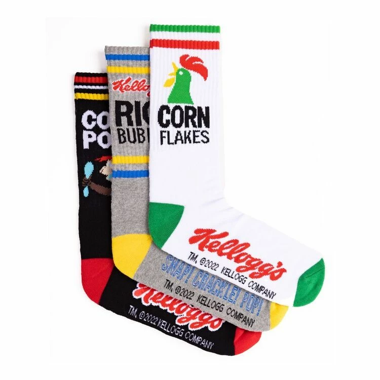 Mitch Dowd Men's Kelloggs Variety Sport Crew Sock 3 Pack Multicoloured & White 8 - 13