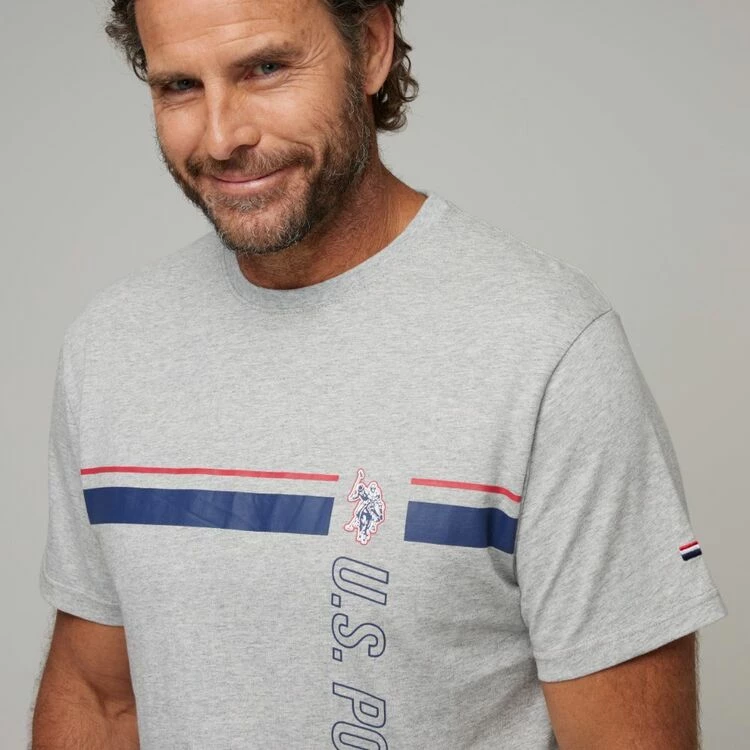 U.S. Polo Assn. Chest Stripe T-Shirt With Logo Heather Grey - Image 3
