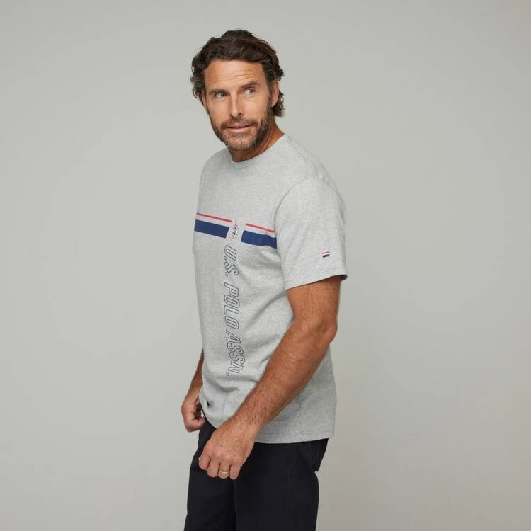 U.S. Polo Assn. Chest Stripe T-Shirt With Logo Heather Grey