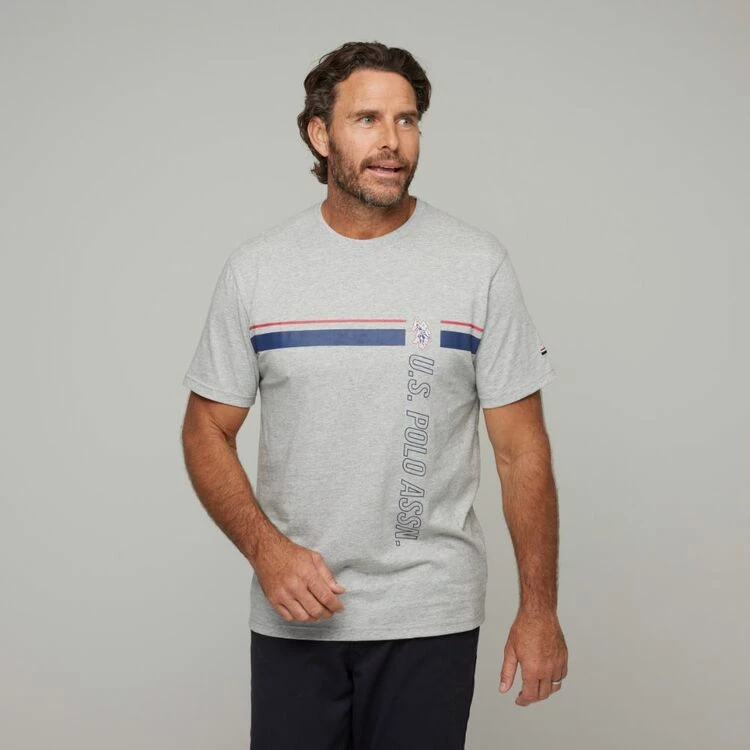 U.S. Polo Assn. Chest Stripe T-Shirt With Logo Heather Grey - Image 6