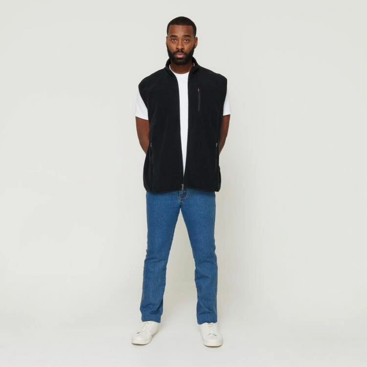 West Cape Classic Stirling Zip Through Body Warmer Fleece Vest Black - Image 3