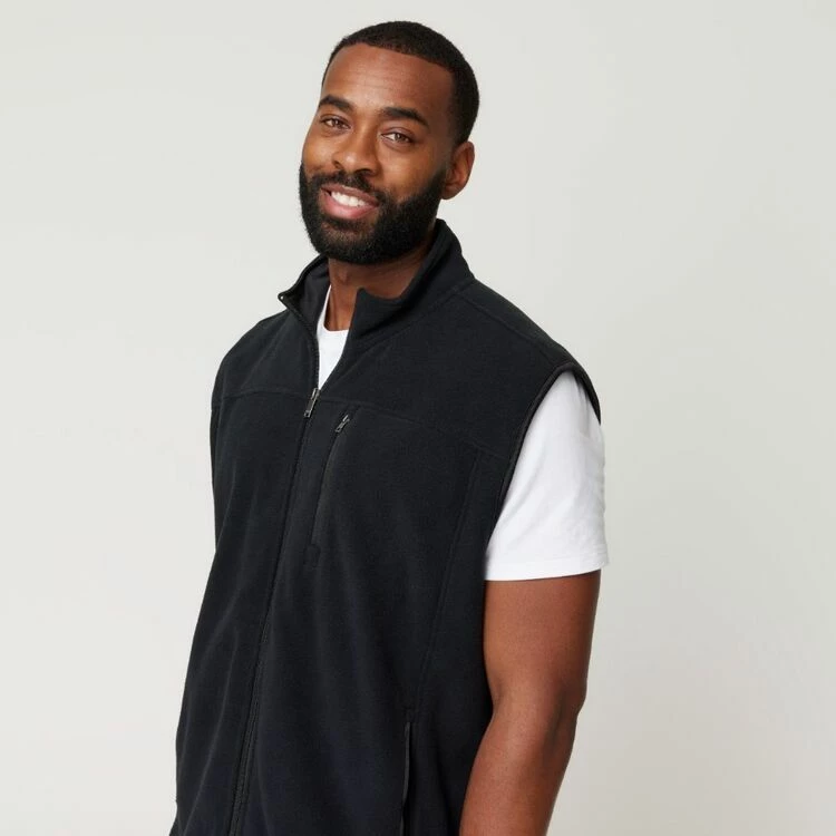West Cape Classic Stirling Zip Through Body Warmer Fleece Vest Black - Image 2