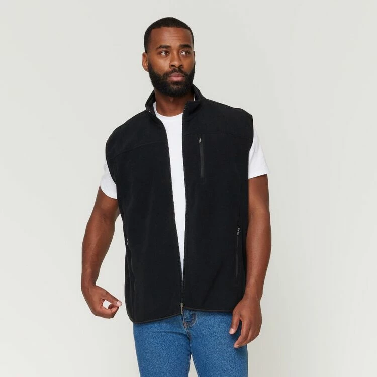 West Cape Classic Stirling Zip Through Body Warmer Fleece Vest Black - Image 5