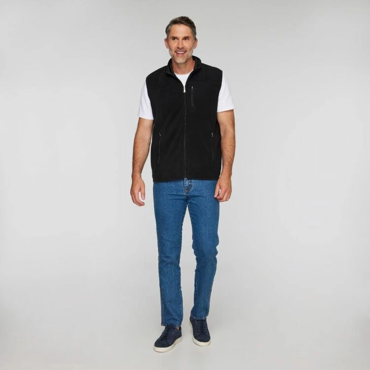 Bronson Casual Moama Polar Fleece Vest With Chest Zip Black - Image 3
