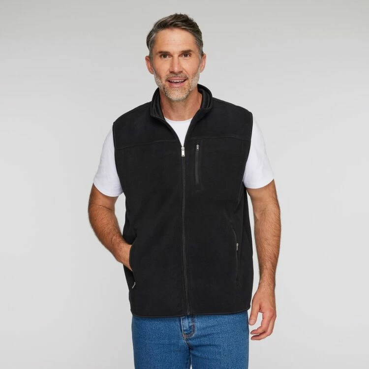 Bronson Casual Moama Polar Fleece Vest With Chest Zip Black - Image 5