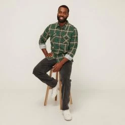 Bronson Basic Buchan Printed Flanelette Long Sleeve Shirt Green