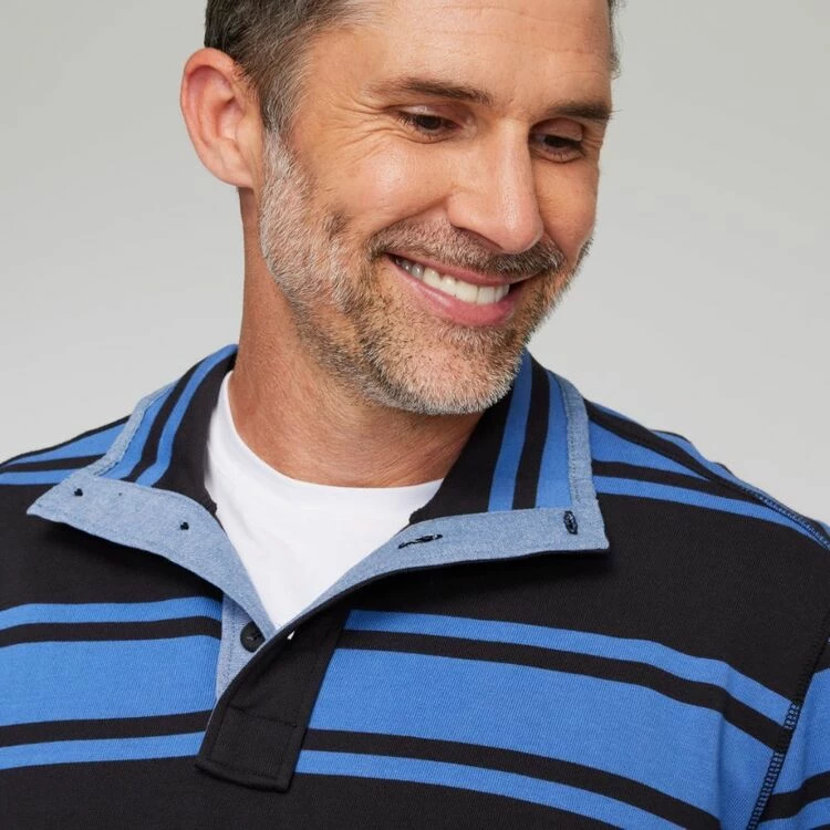 JC Lanyon Lincoln Funnel Neck Multi Stripe Rugby Black & Blue - Image 2