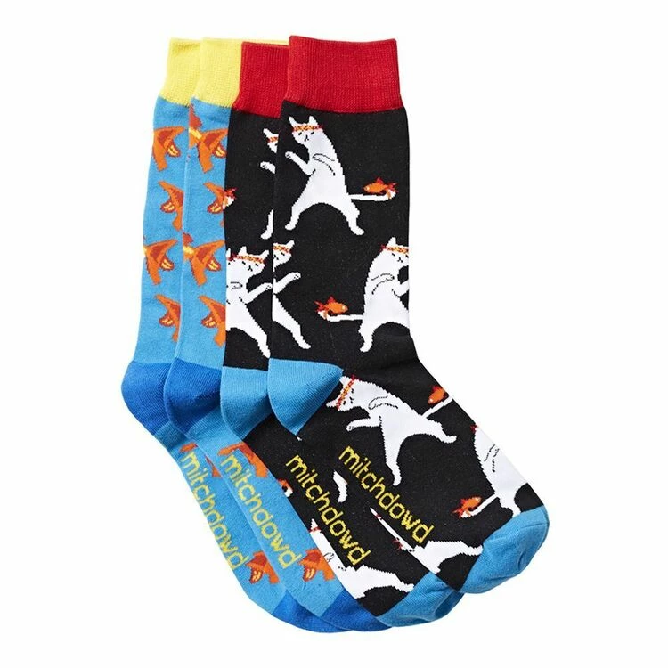 Mitch Dowd Ninja Cat And Goldfish Socks 2 Pack Men's Socks